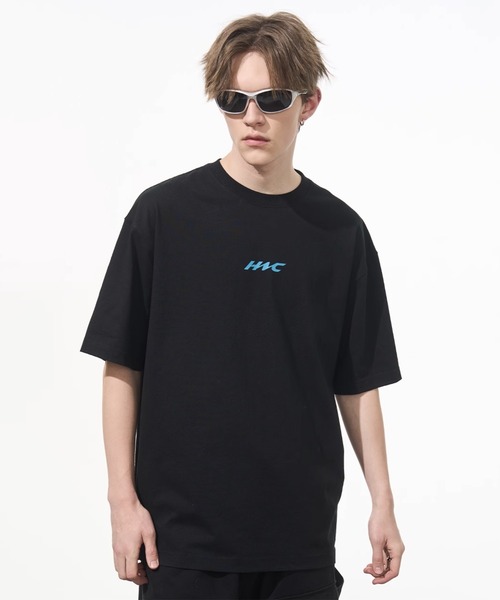 HARSH AND CRUEL(ハーシュアンドクルーエル)の「クルーネックロゴプリントTシャツ オーバーサイズ ユニセックス HC24S5TP01【Harsh and Cruel】(Tシャツ/カットソー・メンズ・ブラック・L/M/XL)」の3枚目の写真