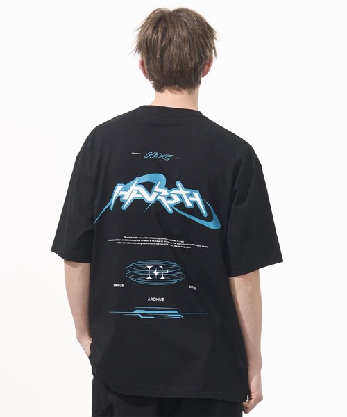 HARSH AND CRUEL(ハーシュアンドクルーエル)の「クルーネックロゴプリントTシャツ オーバーサイズ ユニセックス HC24S5TP01【Harsh and Cruel】(Tシャツ/カットソー・メンズ・ブラック・L/M/XL)」の6枚目の写真
