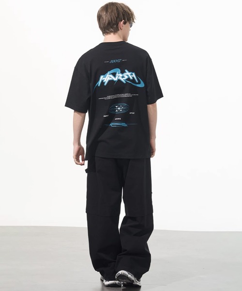 HARSH AND CRUEL(ハーシュアンドクルーエル)の「クルーネックロゴプリントTシャツ オーバーサイズ ユニセックス HC24S5TP01【Harsh and Cruel】(Tシャツ/カットソー・メンズ・ブラック・L/M/XL)」の16枚目の写真