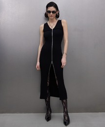 LONG ZIP KNIT DRESS(F WHITE): DRESSjosemoon