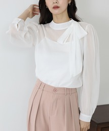 ラメシフォンボウタイリボンブラウス