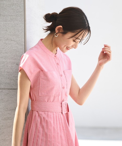 RUIRUE BOUTIQUE(ルイルエブティック)の「洗えるサイドプリーツ・アシンメトリーワンピース(ベルト付き) リゾート(ワンピース・レディース・ライトグリーン/ピンク/ブラック・S/M/L/LL/3L)」の7枚目の写真