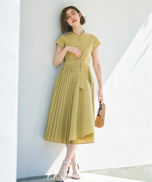 RUIRUE BOUTIQUE(ルイルエブティック)の「洗えるサイドプリーツ・アシンメトリーワンピース(ベルト付き) リゾート(ワンピース・レディース・ライトグリーン/ピンク/ブラック・S/M/L/LL/3L)」の8枚目の写真