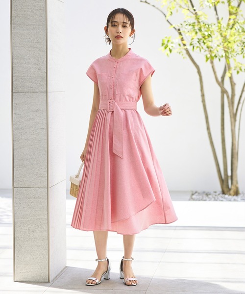 RUIRUE BOUTIQUE(ルイルエブティック)の「洗えるサイドプリーツ・アシンメトリーワンピース(ベルト付き) リゾート(ワンピース・レディース・ライトグリーン/ピンク/ブラック・S/M/L/LL/3L)」の5枚目の写真