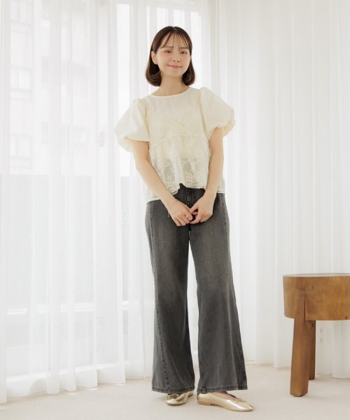 flower(フラワー)の「シアーフラワービスチェ(キャミソール・レディース・アイボリー/コーラル・FREE)」の6枚目の写真