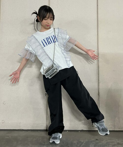 CIAOPANIC TYPY(チャオパニックティピー)の「【KIDS】オーガンジーフリルロゴTee(Tシャツ/カットソー・キッズ・ピンク/チャコールグレー/グレー・X-LARGE/LARGE/MEDIUM/SMALL/XX-LARGE)」の13枚目の写真