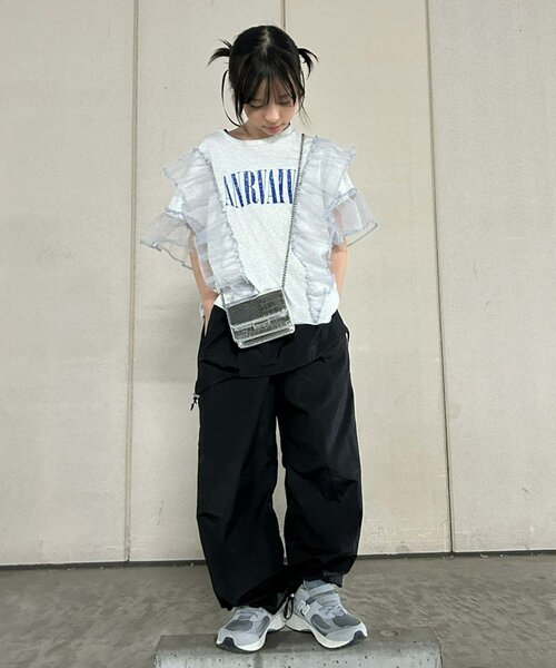 CIAOPANIC TYPY(チャオパニックティピー)の「【KIDS】オーガンジーフリルロゴTee(Tシャツ/カットソー・キッズ・ピンク/チャコールグレー/グレー・X-LARGE/LARGE/MEDIUM/SMALL/XX-LARGE)」の14枚目の写真