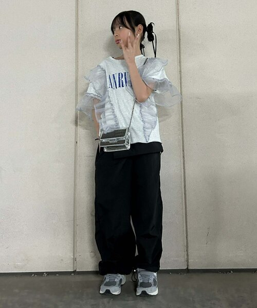 CIAOPANIC TYPY(チャオパニックティピー)の「【KIDS】オーガンジーフリルロゴTee(Tシャツ/カットソー・キッズ・ピンク/チャコールグレー/グレー・X-LARGE/LARGE/MEDIUM/SMALL/XX-LARGE)」の15枚目の写真