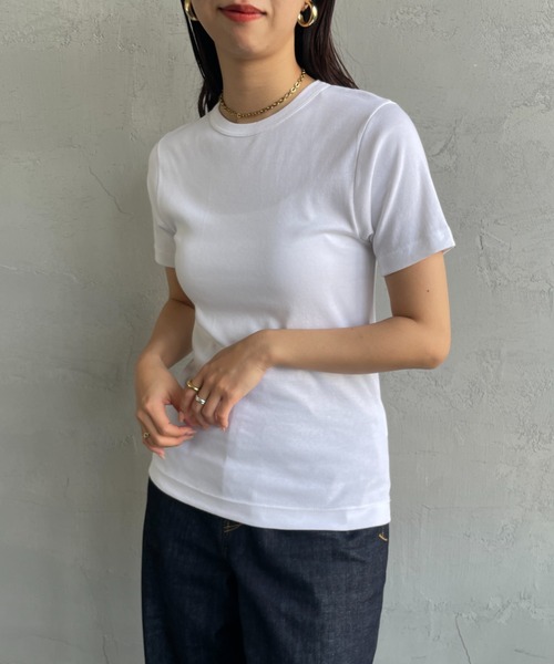 gicipi（ジチピ）の「[GICIPI/ジチピ] CRISTALLO コットンフライス クルーネック無地Tシャツ（Tシャツ/カットソー・レディース・グレー/キャメル/ホワイト/ブラック・1）」の6枚目の写真