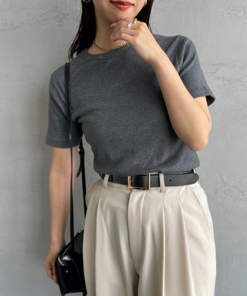 gicipi（ジチピ）の「[GICIPI/ジチピ] CRISTALLO コットンフライス クルーネック無地Tシャツ（Tシャツ/カットソー・レディース・グレー/キャメル/ホワイト/ブラック・1）」の20枚目の写真