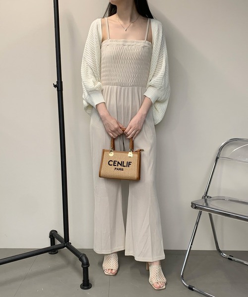 non-hedge(ノンヘッジ)の「透かしニットベアオールインワンセット(ワンピース・レディース・ベージュ/モカ/カーキ/ブラック・FREE)」の3枚目の写真