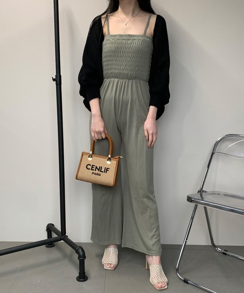 non-hedge(ノンヘッジ)の「透かしニットベアオールインワンセット(ワンピース・レディース・ベージュ/モカ/カーキ/ブラック・FREE)」の4枚目の写真