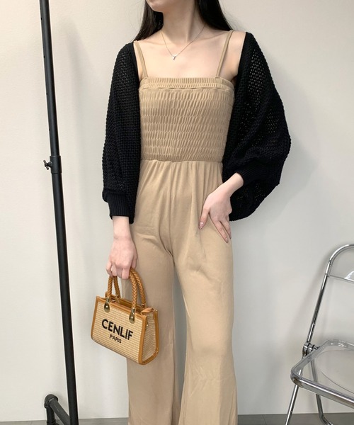 non-hedge(ノンヘッジ)の「透かしニットベアオールインワンセット(ワンピース・レディース・ベージュ/モカ/カーキ/ブラック・FREE)」の5枚目の写真
