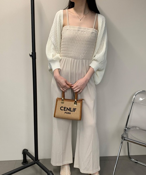 non-hedge(ノンヘッジ)の「透かしニットベアオールインワンセット(ワンピース・レディース・ベージュ/モカ/カーキ/ブラック・FREE)」の6枚目の写真