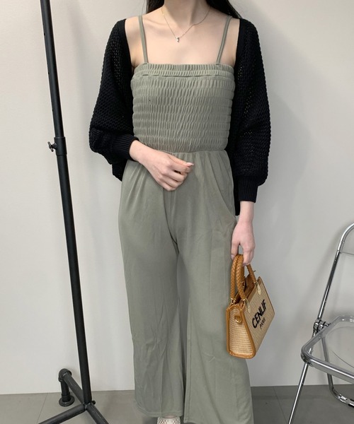 non-hedge(ノンヘッジ)の「透かしニットベアオールインワンセット(ワンピース・レディース・ベージュ/モカ/カーキ/ブラック・FREE)」の8枚目の写真