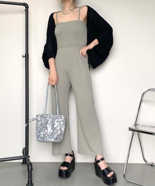 non-hedge(ノンヘッジ)の「透かしニットベアオールインワンセット(ワンピース・レディース・ベージュ/モカ/カーキ/ブラック・FREE)」の9枚目の写真