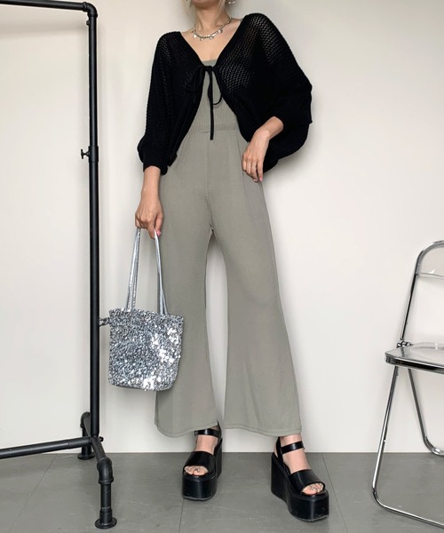 non-hedge(ノンヘッジ)の「透かしニットベアオールインワンセット(ワンピース・レディース・ベージュ/モカ/カーキ/ブラック・FREE)」の10枚目の写真
