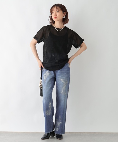 RAGEBLUE(レイジブルー)の「ラメシアークルーネックTシャツ(Tシャツ/カットソー・レディース・ブラック/グレー・FREE)」の4枚目の写真