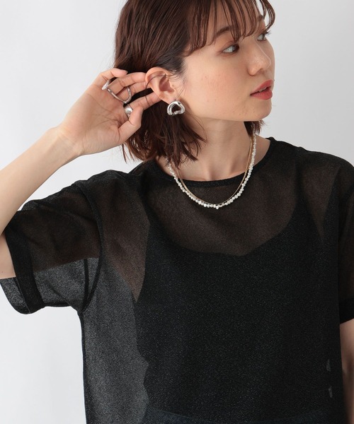 RAGEBLUE(レイジブルー)の「ラメシアークルーネックTシャツ(Tシャツ/カットソー・レディース・ブラック/グレー・FREE)」の8枚目の写真