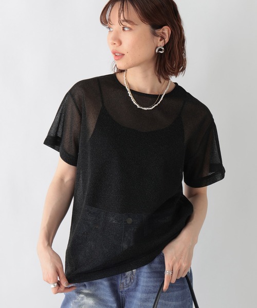 RAGEBLUE(レイジブルー)の「ラメシアークルーネックTシャツ(Tシャツ/カットソー・レディース・ブラック/グレー・FREE)」の6枚目の写真