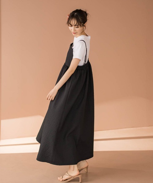 Droite lautreamont（ドロワットロートレアモン）の「【WEB別注】小花ジャガードキャミワンピース≪手洗い可能≫（ワンピース・レディース・オフホワイト/ブラック・M）」の6枚目の写真