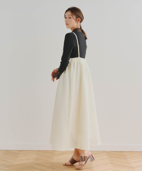 Droite lautreamont（ドロワットロートレアモン）の「【WEB別注】小花ジャガードキャミワンピース≪手洗い可能≫（ワンピース・レディース・オフホワイト/ブラック・M）」の4枚目の写真