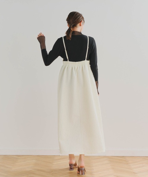 Droite lautreamont（ドロワットロートレアモン）の「【WEB別注】小花ジャガードキャミワンピース≪手洗い可能≫（ワンピース・レディース・オフホワイト/ブラック・M）」の5枚目の写真