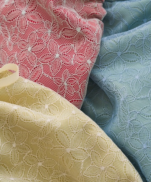 idem(イデム)の「bicolor lace drawstring bag/バイカラーレースドロストバッグ(ショルダーバッグ・レディース・ブルー/クリーム/レッド・FREE)」の9枚目の写真