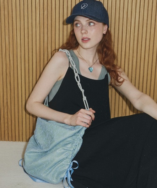 idem（イデム）の「bicolor lace drawstring bag/バイカラー