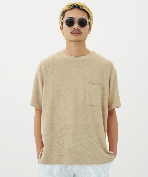 En serio TOKYO(エンソリオトーキョー)の「接触冷感パイルポケット付きTシャツ(Tシャツ/カットソー・メンズ・ベージュ/ネイビー/ピンク/ホワイト/ブラック・MEDIUM/LARGE/X-LARGE)」の3枚目の写真