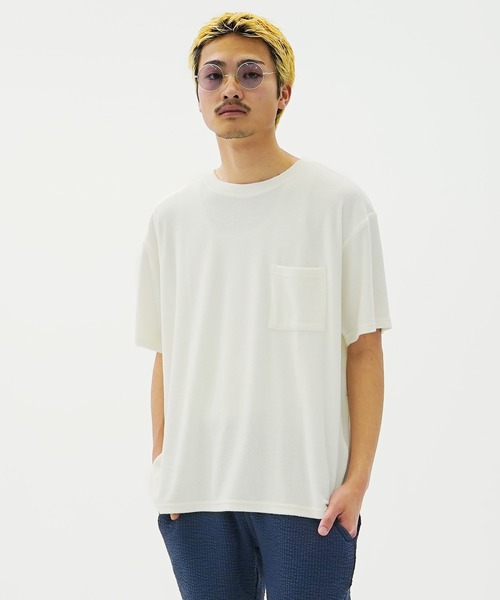 En serio TOKYO(エンソリオトーキョー)の「接触冷感パイルポケット付きTシャツ(Tシャツ/カットソー・メンズ・ベージュ/ネイビー/ピンク/ホワイト/ブラック・MEDIUM/LARGE/X-LARGE)」の1枚目の写真