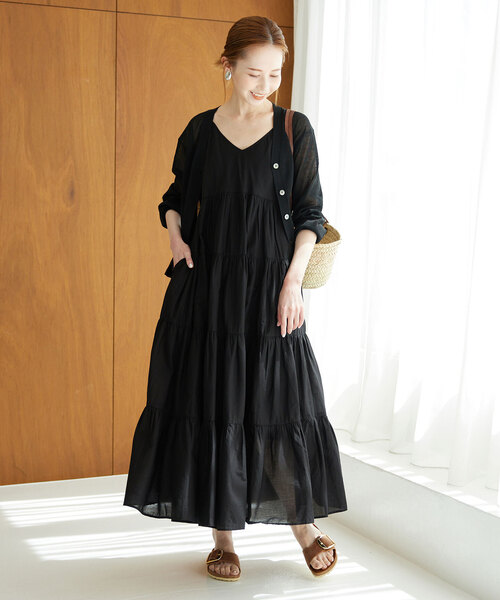 SLOBE IENA（スローブイエナ）の「リネン混シアーカーディガン（カーディガン/ボレロ・レディース・ホワイト/ベージュ系その他/ピンク系その他/ブラック・FREE）」の6枚目の写真