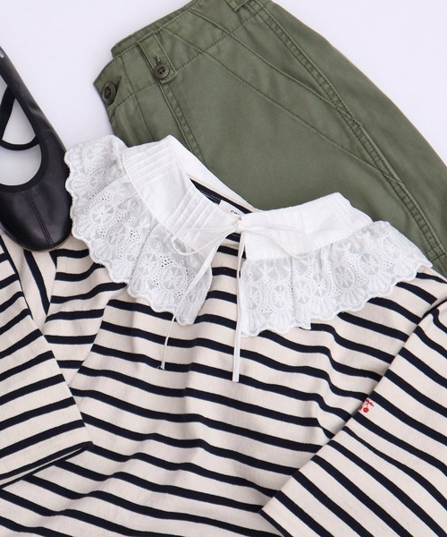Dot&Stripes CHILD WOMAN(ドットアンドストライプス チャイルドウーマン)の「ブロードレースピンタック フラットカラー付け襟(付け襟・レディース・ホワイト・FREE)」の9枚目の写真