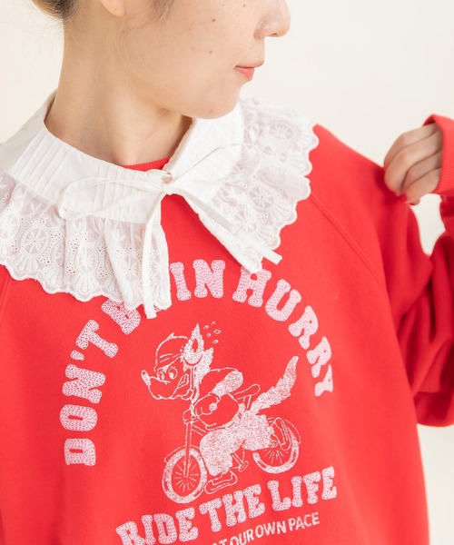 Dot&Stripes CHILD WOMAN(ドットアンドストライプス チャイルドウーマン)の「ブロードレースピンタック フラットカラー付け襟(付け襟・レディース・ホワイト・FREE)」の5枚目の写真