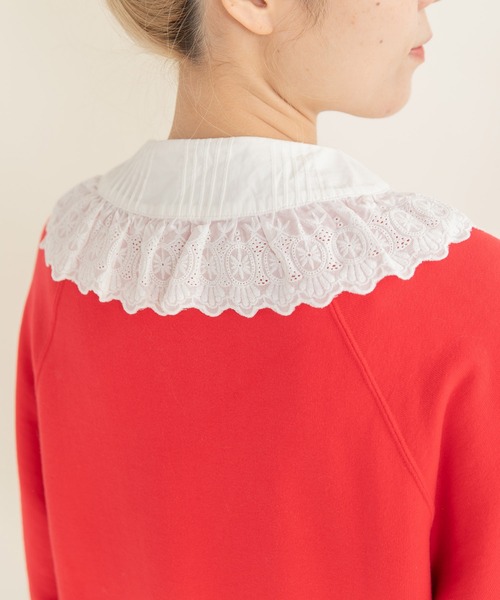 Dot&Stripes CHILD WOMAN(ドットアンドストライプス チャイルドウーマン)の「ブロードレースピンタック フラットカラー付け襟(付け襟・レディース・ホワイト・FREE)」の6枚目の写真