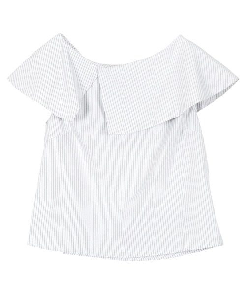 KOBE LETTUCE(コウベレタス)の「肩紐隠しテープ付きオフショルケープブラウス(シャツ/ブラウス・レディース・オフホワイト/ラベンダー/ブラック/サックスブルー/ホワイト×ブラック/ストライプ・FREE)」の22枚目の写真