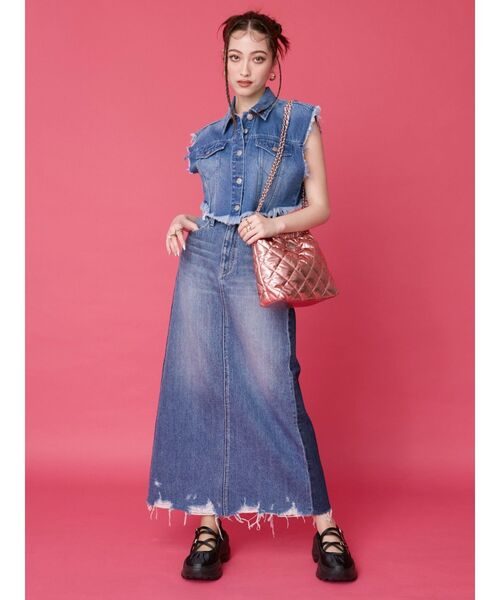 EVRIS(エヴリス)の「リメイクデザインロングデニムスカート(デニムスカート・レディース・ライトブルー/インディゴブルー・MEDIUM/SMALL)」の6枚目の写真