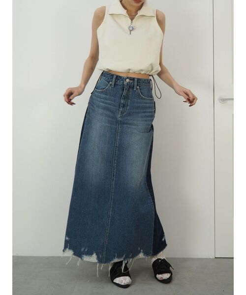 EVRIS(エヴリス)の「リメイクデザインロングデニムスカート(デニムスカート・レディース・ライトブルー/インディゴブルー・MEDIUM/SMALL)」の14枚目の写真