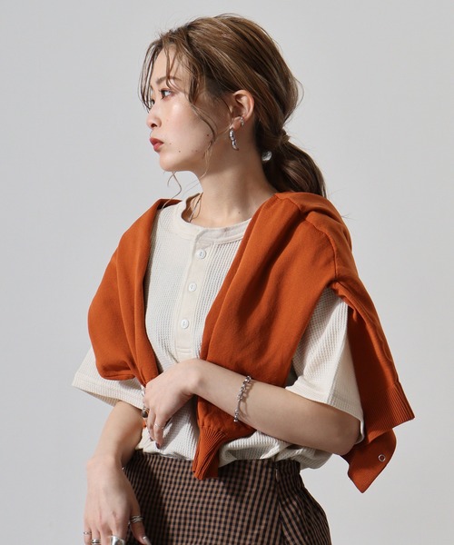 JEMORGAN（ジェーイーモーガン）の「JEMORGAN ワッフル/フライス 半袖ヘンリーネックT (パック)（Tシャツ/カットソー・メンズ・ホワイト/ネイビー/カーキ/ブラック/杢グレー/ナチュラル/チャコール/オフホワイト/ブラック系その他/グレー系その他・XL/L/M/S）」の8枚目の写真