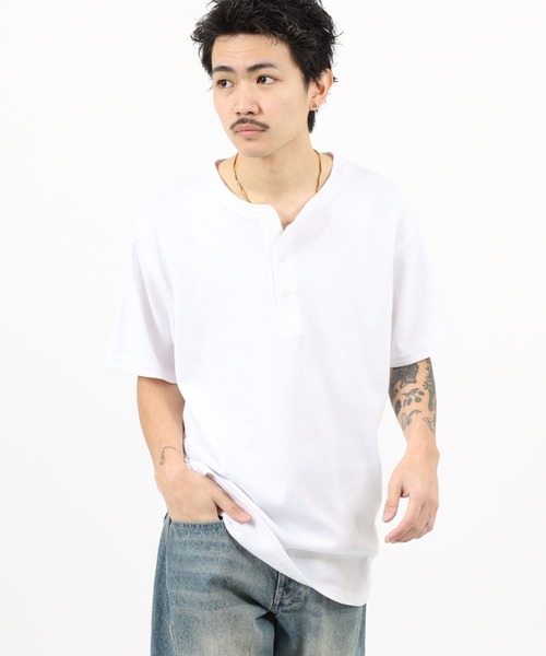 JEMORGAN（ジェーイーモーガン）の「JEMORGAN ワッフル/フライス 半袖ヘンリーネックT (パック)（Tシャツ/カットソー・メンズ・ホワイト/ネイビー/カーキ/ブラック/杢グレー/ナチュラル/チャコール/オフホワイト/ブラック系その他/グレー系その他・XL/L/M/S）」の3枚目の写真