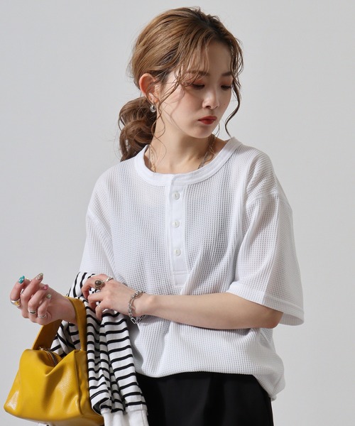 JEMORGAN（ジェーイーモーガン）の「JEMORGAN ワッフル/フライス 半袖ヘンリーネックT (パック)（Tシャツ/カットソー・メンズ・ホワイト/ネイビー/カーキ/ブラック/杢グレー/ナチュラル/チャコール/オフホワイト/ブラック系その他/グレー系その他・XL/L/M/S）」の20枚目の写真