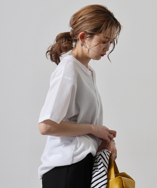 JEMORGAN（ジェーイーモーガン）の「JEMORGAN ワッフル/フライス 半袖ヘンリーネックT (パック)（Tシャツ/カットソー・メンズ・ホワイト/ネイビー/カーキ/ブラック/杢グレー/ナチュラル/チャコール/オフホワイト/ブラック系その他/グレー系その他・XL/L/M/S）」の21枚目の写真