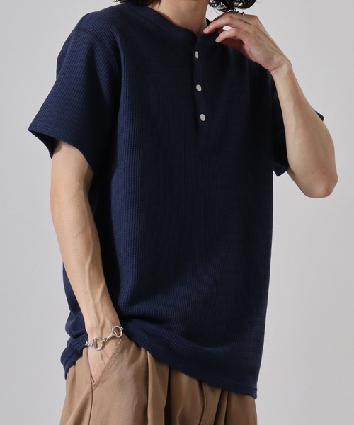 JEMORGAN（ジェーイーモーガン）の「JEMORGAN ワッフル/フライス 半袖ヘンリーネックT (パック)（Tシャツ/カットソー・メンズ・ホワイト/ネイビー/カーキ/ブラック/杢グレー/ナチュラル/チャコール/オフホワイト/ブラック系その他/グレー系その他・XL/L/M/S）」の17枚目の写真