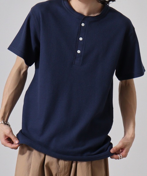 JEMORGAN（ジェーイーモーガン）の「JEMORGAN ワッフル/フライス 半袖ヘンリーネックT (パック)（Tシャツ/カットソー・メンズ・ホワイト/ネイビー/カーキ/ブラック/杢グレー/ナチュラル/チャコール/オフホワイト/ブラック系その他/グレー系その他・XL/L/M/S）」の16枚目の写真