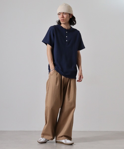 JEMORGAN（ジェーイーモーガン）の「JEMORGAN ワッフル/フライス 半袖ヘンリーネックT (パック)（Tシャツ/カットソー・メンズ・ホワイト/ネイビー/カーキ/ブラック/杢グレー/ナチュラル/チャコール/オフホワイト/ブラック系その他/グレー系その他・XL/L/M/S）」の18枚目の写真