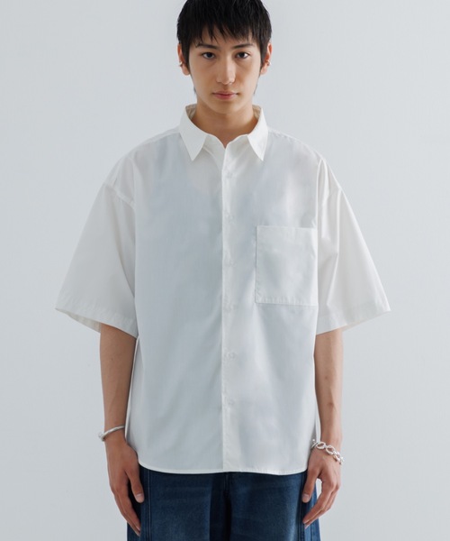 SINSS（シンス）の「Wide silhouette HS shirt / ワイドシルエットHSシャツ（シャツ/ブラウス・メンズ・ネイビー/サックスブルー/ライトグレー/ホワイト/ブラック・SMALL/MEDIUM/LARGE）」の2枚目の写真