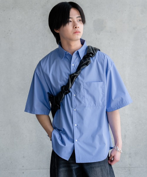 SINSS（シンス）の「Wide silhouette HS shirt / ワイドシルエットHSシャツ（シャツ/ブラウス・メンズ・ネイビー/サックスブルー/ライトグレー/ホワイト/ブラック・SMALL/MEDIUM/LARGE）」の14枚目の写真