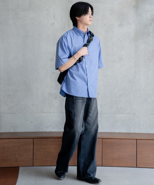 SINSS（シンス）の「Wide silhouette HS shirt / ワイドシルエットHSシャツ（シャツ/ブラウス・メンズ・ネイビー/サックスブルー/ライトグレー/ホワイト/ブラック・SMALL/MEDIUM/LARGE）」の16枚目の写真