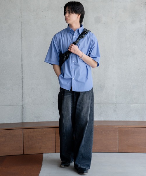 SINSS（シンス）の「Wide silhouette HS shirt / ワイドシルエットHSシャツ（シャツ/ブラウス・メンズ・ネイビー/サックスブルー/ライトグレー/ホワイト/ブラック・SMALL/MEDIUM/LARGE）」の17枚目の写真