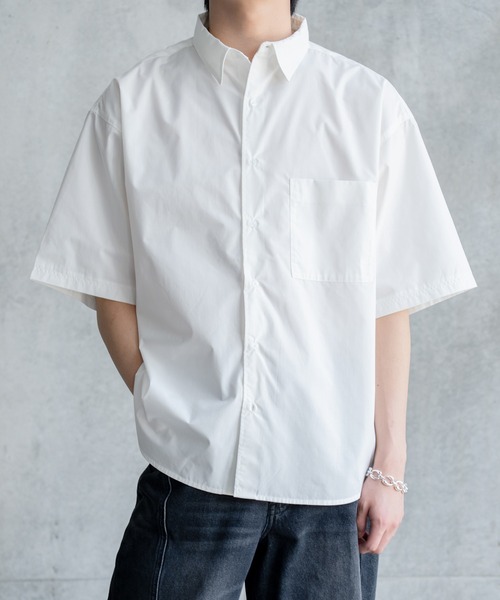 SINSS（シンス）の「Wide silhouette HS shirt / ワイドシルエットHSシャツ（シャツ/ブラウス・メンズ・ネイビー/サックスブルー/ライトグレー/ホワイト/ブラック・SMALL/MEDIUM/LARGE）」の18枚目の写真